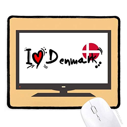 beatChong Ich Liebe Dänemark Wort Flagge Liebes-Herz-Illustration Computer-Maus-Pad Anti-Rutsch-Gummi Mousepad Spiel Büro von beatChong