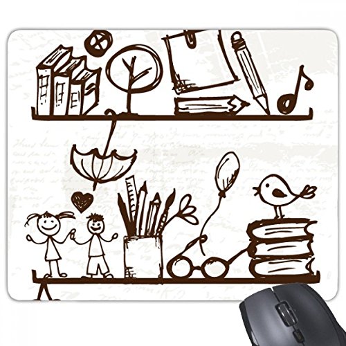 beatChong Kindliche Kinder nett von Hand gezeichnete Illustration Bücherregal College-Rechteck Griffige Gummi Mousepad Spiel Mauspad Geschenk von beatChong