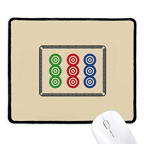 beatChong Mahjong Kreis Dots 9 Fliesen-Muster Griffige Mousepad Spiel Büro Schwarz genähte Kanten Geschenk von beatChong