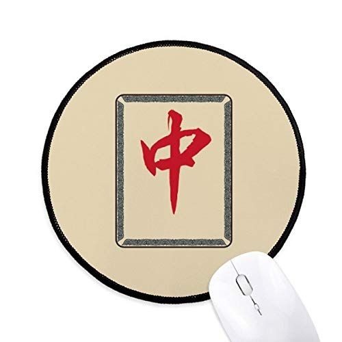 beatChong Red Mahjong Fliesen Muster rund Griffige Mousepads Schwarz genähte Kanten Spiel Büro-Geschenk von beatChong