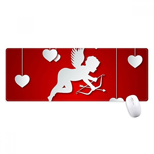 beatChong Red White Angel Happy Valentinstag Griffige Mousepad Große Erweiterte Spiel Büro titched Kanten Computer-Mat Geschenk von beatChong