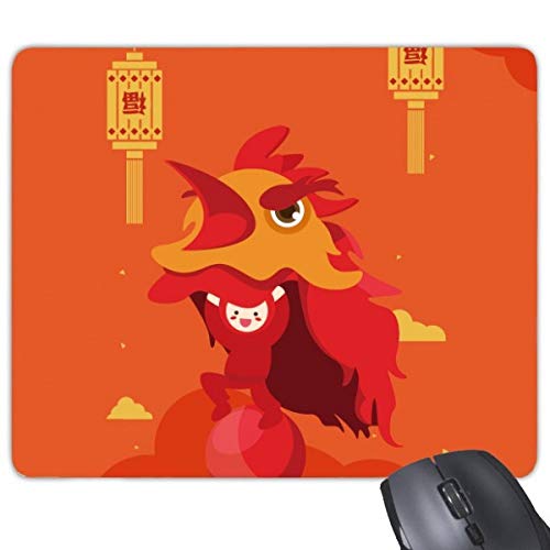 beatChong Rote Laterne Löwentanz China Town Griffige Gummi Mousepad Spiel Büro Mauspad Geschenk von beatChong