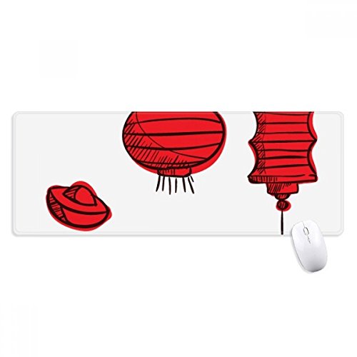 beatChong Rote Laternen chinesischen Jahr des Hahns Griffige Mousepad Große Erweiterte Spiel Büro titched Kanten Computer-Mat Geschenk von beatChong