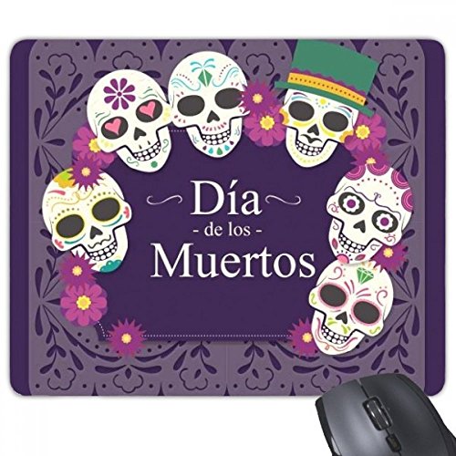 beatChong Schädel-Hut-Blumen Mexiko Happy The Day of The Dead Illustration Rectangle Griffige Gummi Mousepad Spiel Mauspad Geschenk von beatChong