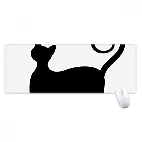 beatChong Schwarze Katze Meow Elegante Animal Silhouette Griffige Mousepad Große Erweiterte Spiel Büro titched Kanten Computer-Mat Geschenk von beatChong