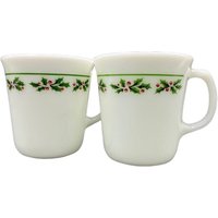 2 Corelle Holly Days Be Corning Weihnachtsglasbecher, Vintage von beatriceupholsteryny