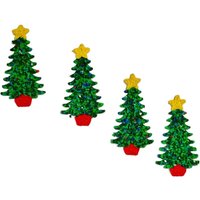 4Er Set 11-Zoll-Weihnachtsbaum-Wandornamente, Weihnachtsdekor, Kunststoff-Popcorn, 1970Er-Jahre-Dekoration, Vintage, Kitschige Fensterdeko von beatriceupholsteryny
