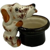Hündchen, Zylinderhut Und Hunde-Planter, Vintage Taiwan von beatriceupholsteryny