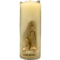 Lourdes Mother Mary Stumpenkerze Vintage Weiß, Gold Kunststoff Statue Enthalten von beatriceupholsteryny