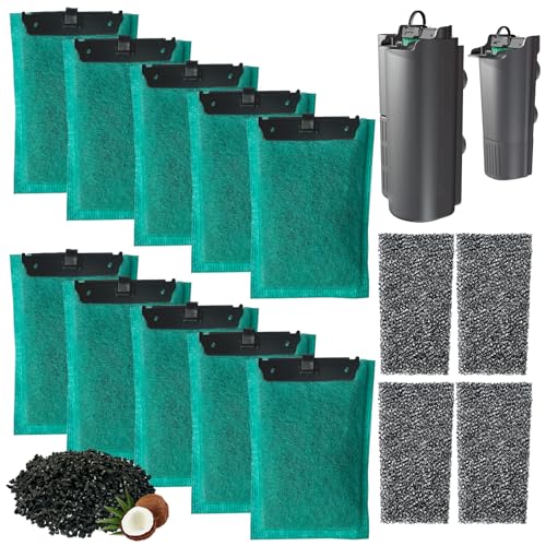 beaufan 1 Satz Aquarium Ersatzfilterpatronen kompatibel mit Tetra EasyCrystal Aquarium Filter C250 und C300. Enthält 10 Pack Aktivkohlefilter & 4 Pack Schaumstoff-Filter von beaufan