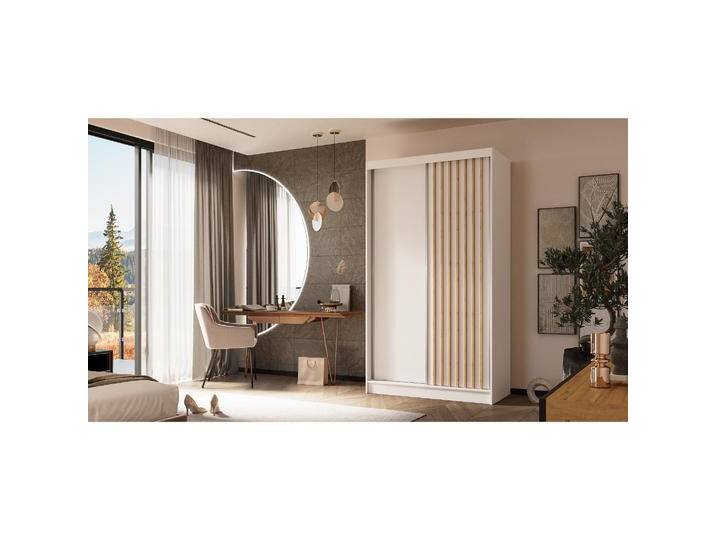 Schiebetürenschrank mit Lamellen HELIOS Ja, Weisseiche Artisan, 120 Cm von beautysofa