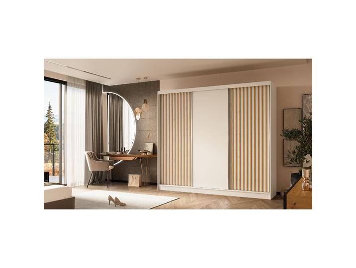 Schiebetürenschrank mit Lamellen HELIOS Nein, Weisseiche Artisan, 240 Cm von beautysofa