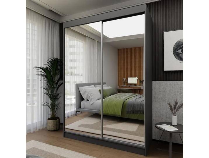 Schiebetürenschrank mit Spiegel DEBRA Ja, Graphit, 160 Cm von beautysofa