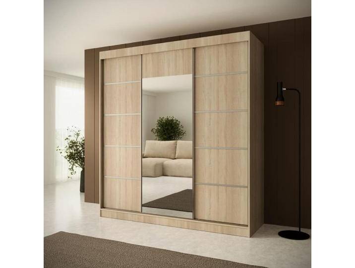 Schiebetürenschrank mit Spiegel MONIKA Sonomasilber von beautysofa