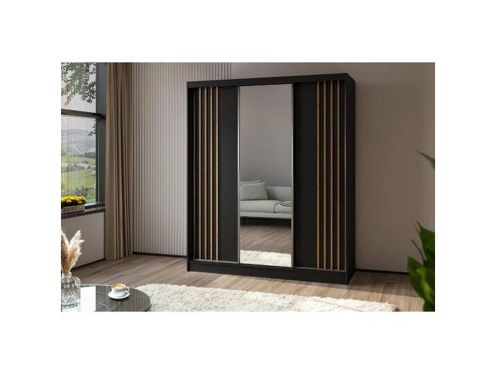 Schiebetürenschrank mit Spiegel NELA Ja, Schwarzeiche Artisan, 180 Cm von beautysofa