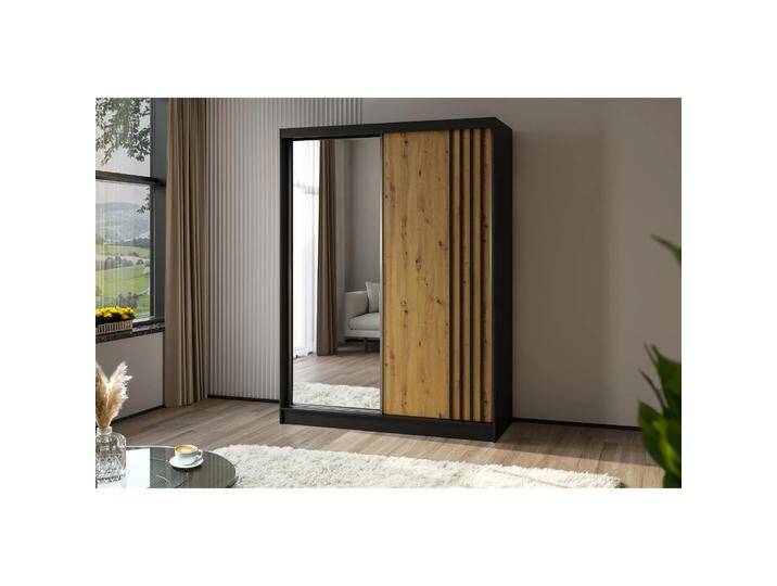 Schiebetürenschrank mit Spiegel NELA Ja, Schwarzeiche Artisanschwarz, 160 Cm von beautysofa