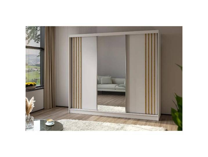 Schiebetürenschrank mit Spiegel NELA Ja, Weisseiche Artisan, 240 Cm von beautysofa