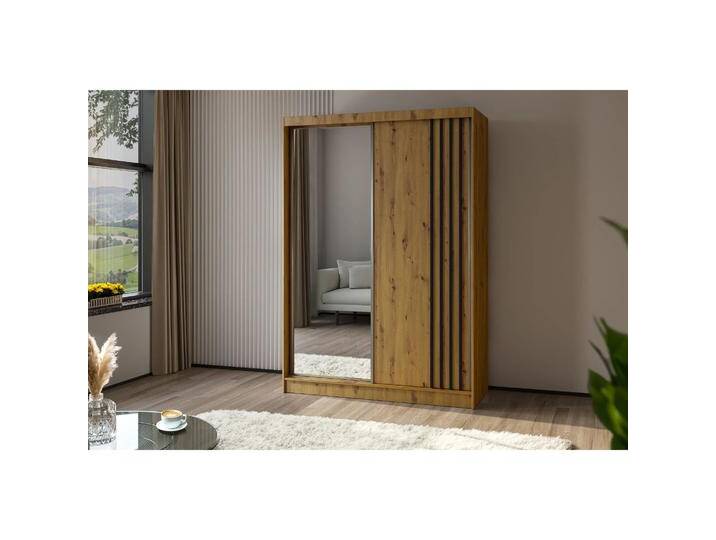Schiebetürenschrank mit Spiegel NELA Nein, Eiche Artisanschwarz, 150 Cm von beautysofa