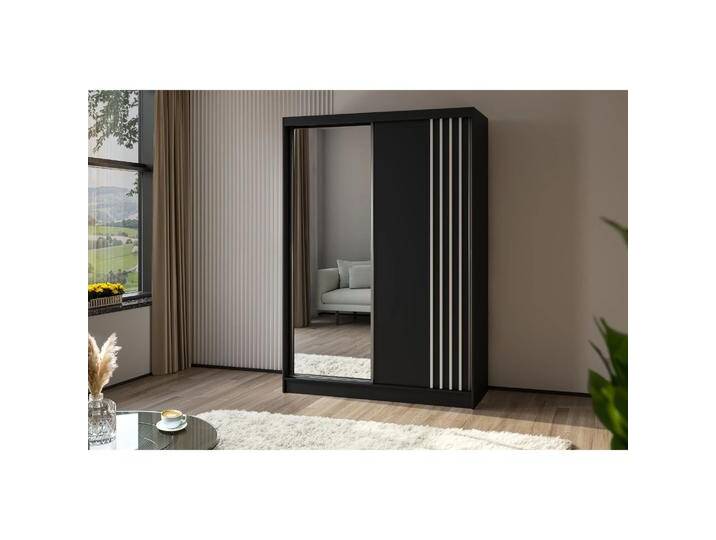 Schiebetürenschrank mit Spiegel NELA Nein, Schwarzweiss, 150 Cm von beautysofa
