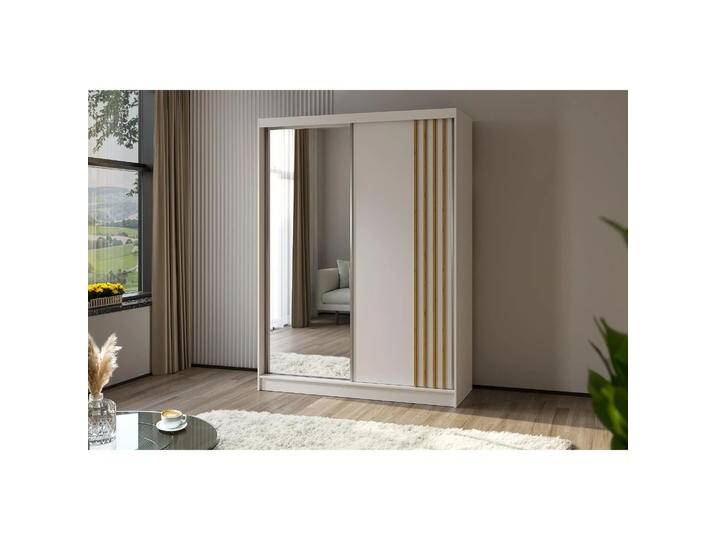 Schiebetürenschrank mit Spiegel NELA Nein, Weisseiche Artisan, 160 Cm von beautysofa