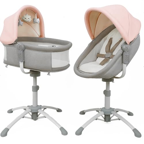 bebe2luxe Louna : Multifunktionale Wiege Baby (ELEKTRISCHE BABYSCHAUKEL, HOCHSTUHL,BABYWIPPE) (Rosa) von bebe2luxe