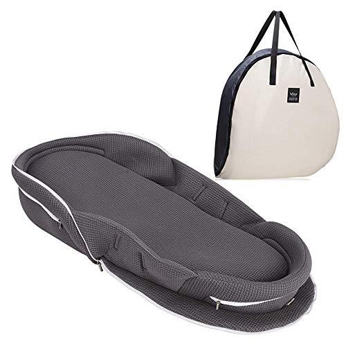 Bebamour Babybett Faltbare Wiege für das Bett Bionic Reisebett Womb-Like Protector Baby Kuschelnest Bett Babyschlafsack für 0-36 Monate (Grau) von bebear