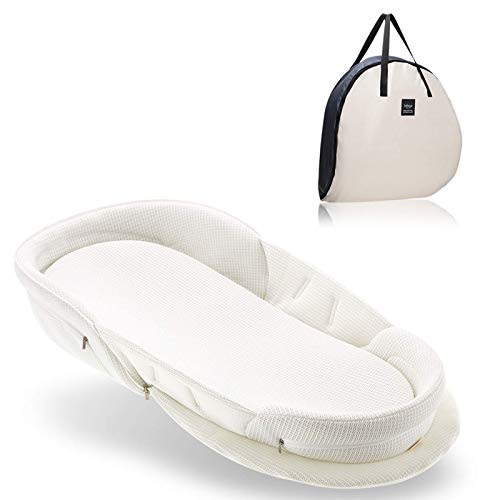 Bebamour Babybett Faltbare Wiege für das Bett Bionic Reisebett Womb-Like Protector Baby Kuschelnest Bett Babyschlafsack für 0-36 Monate (Weiß) von Bebamour