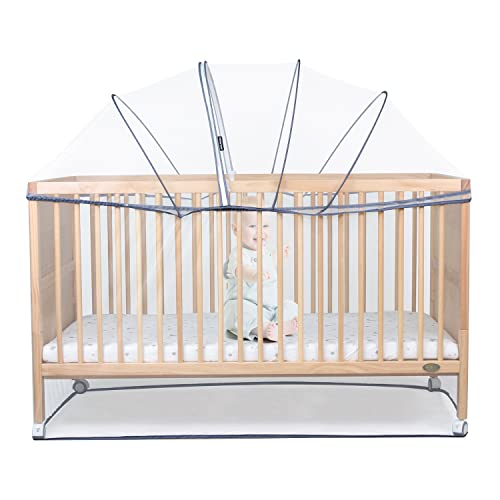 beberoad Moskitonetz für Babybett, Universalgröße, Zelt-Stil, strapazierfähiger Netzbezug für Kinderbett (Weiß, 265 x 335 cm) von beberoad