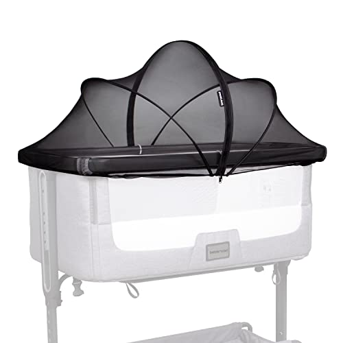 Beberoad Universal Moskitonetz für Babybett,Fliegengitter für Kinderbetten,Stabil Insektenschutz für Reisebett mit Reißverschluss,Dauerhaft Fliegennetz für Kinderbett,Beistellbett,96X55cm,Schwarz von beberoad