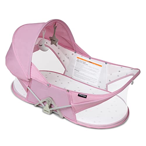 beberoad Baby Reisebett - Stubenwagen - Leicht - Portable Reisebettzelt für Babys- Zweipunkt-Sicherheits-T-Lock-System - Mit Moskitohaube, Matratze und Tasche - Atmungsaktives Netz (Pink) von beberoad