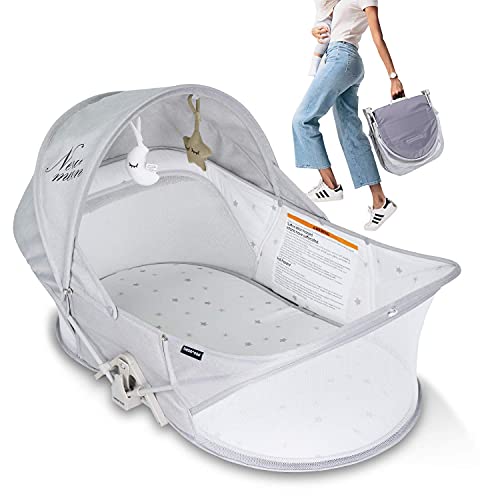 beberoad Tragbares Babybett, Reisewagen, faltbar, Babybett, für Neugeborene, Kleinkinder (Hellgrau) von beberoad