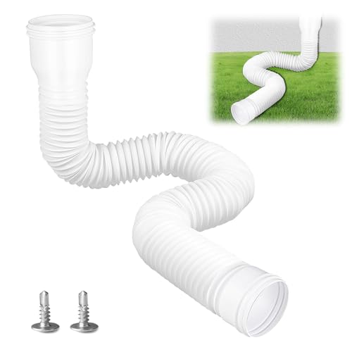 Dachrinne, Fallrohr, Dachrinnen Verlängerung 150 cm Fallrohrverlängerungen Flexibel Rund Regenpfahlerweiterung, Flexibles Kit, Regengraben, Rasenabwärtsroperweiterung (1 Stück Weiß) von bechoanigel
