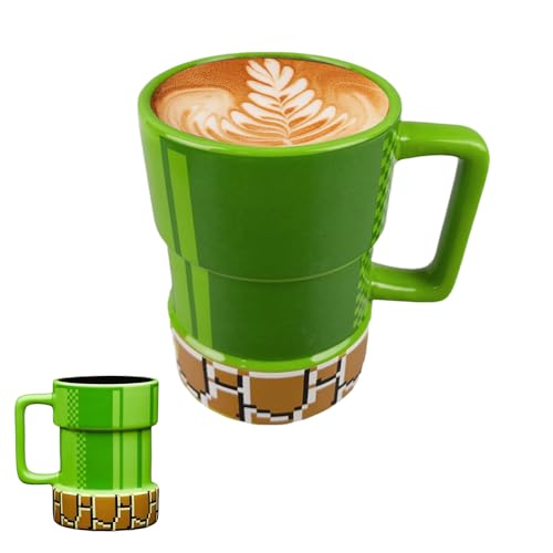 Personalisierte Tasse, Rohr Mund Pixel Becher, 400ml Keramik Tasse, Handgemachte Kreative Tasse, kaffeetasse für Milch, Kaffee, Saft (Grün) von bechoanigel
