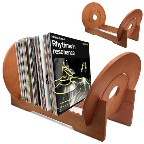 Schallplattenständer, Schallplatten Regal, Schallplatten Aufbewahrung Holz, Vinyl Halter, Plattenständer CD Halter,Schallplattenregal Präsentationsständer CD Ständer für CDs,LPs und Schallplatten Deko von bechoanigel