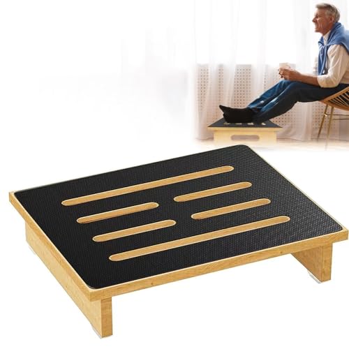 Tritthocker Holz, 15.7inx12.6inx3.5in Hölzerner Tritthocker für Erwachsene und Senioren mit Rutschfester Gummiauflage, Einstufiger Hocker Kann Drinnen und Draußen für Küche, Badezimmer Büro von bechoanigel