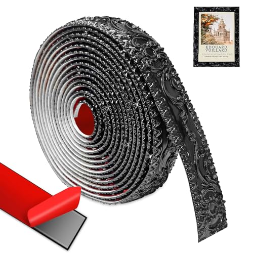 Wandleisten Selbstklebend 500cm*3.6cm*6mm, Schwarz Deckenleisten Selbstklebend Wandleisten, 3D Stuckleisten Decke, Wandleiste Zierleisten Selbstklebend für TüRrahmen, Decken, Heimdekoration von bechoanigel