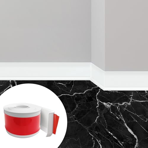 Weichsockelleiste Selbstklebend PVC, Weiss Sockelleiste Selbstklebend 10cm x 3.0m, Fussleisten Selbstklebend Küchenabschlussleiste, Flexible Skirting Board Trim für Küche, Bad und Wohnzimmer von bechoanigel