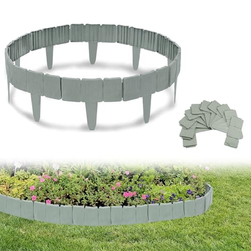 bechoanigel 20 Stück Rasenkante Kunststoff Grau, 25cm x 23cm Beetumrandung, 5m Beeteinfassung, Rasenkanten für Garten Border Blumenbeet von bechoanigel