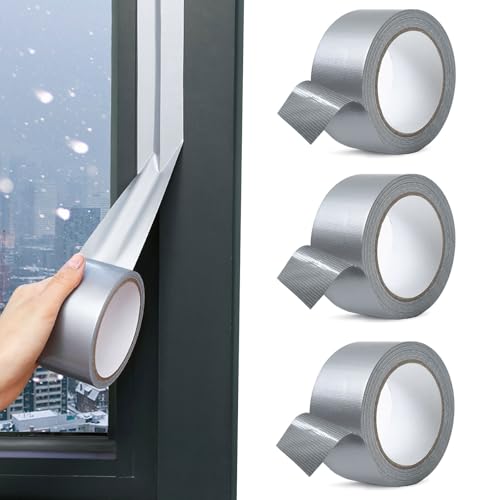 bechoanigel 3 Rollen Dampfsperre Klebeband,(W) 4.8cm*(L) 18m Abziehbares Dampfbremse Klebeband,Unterspannbahn Band,Aluminium Dampfbremsfol für Abdichten von Türen und Fenstern Feuchtigkeitsbeständig von bechoanigel