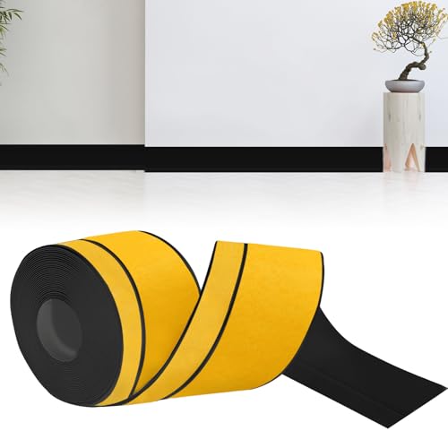 bechoanigel Sockelleiste Selbstklebend, 60mm x 20mm x 18m Weichsockelleiste Selbstklebend PVC Winkelleiste selbstklebend, Sockelleisten Flexibel für Küche und Bad Geeignet(Schwarz)﻿﻿ von bechoanigel