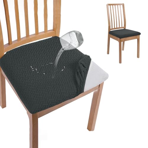 bechoanigel Stuhlbezug Sitzfläche,2er wasserdichte Esszimmerstuhl Sitzbezüge,High Stretch Anti-Staub Sitzbezug Stuhl,Abwaschbar Abnehmbar Schonbezug Stuhl Überzug für Zuhause,Küche(Dunkelgrau) von bechoanigel