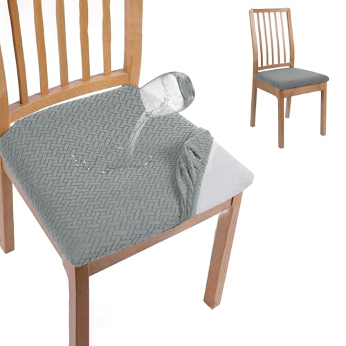 bechoanigel Stuhlbezug Sitzfläche,2er wasserdichte Esszimmerstuhl Sitzbezüge,High Stretch Anti-Staub Sitzbezug Stuhl,Abwaschbar Abnehmbar Schonbezug Stuhl Überzug für Zuhause,Küche(Grau) von bechoanigel