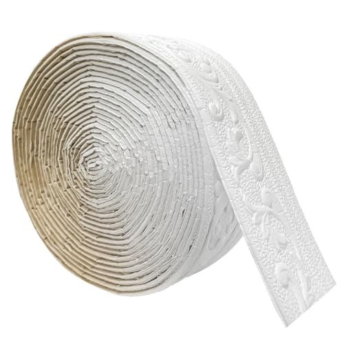 bechoanigel Zierleisten Selbstklebend Weiß 10mx8cmX5mm, Selbstklebende Bordüre Wasserfester, Stuckleisten Wand, Bordüre Selbstklebend Weiß, Geeignet für Flure, Wandgemälde, Decken, Ecken, Linien von bechoanigel