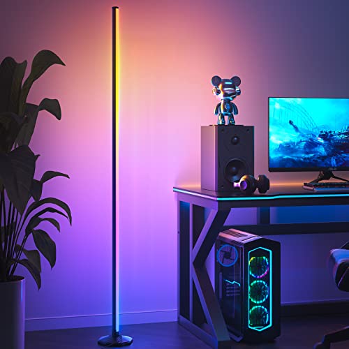 bedee 165cm RGB LED Stehleuchte, dimmbar und fernbedienbar, moderne Bodenlampe für Wohnzimmer, Schlafzimmer, Büro und mehr von bedee