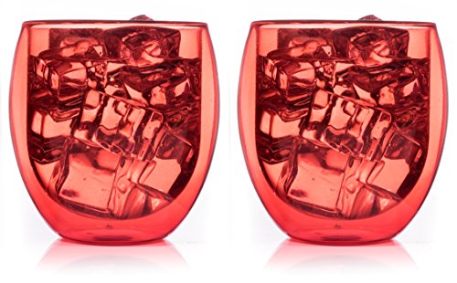 2x 320ml "rote" doppelwandige Kaffee- und Tee Thermogläser mit Schwebe-Effekt - bedida by Feelino von bedida