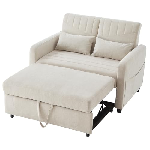 bedmance Sofa Schlafcouch mit Schlaffunktion Ausklappbares Couch Sofabett 2-Sitzer Klein Klappsofa Sofa Bed mit Verstellbarer Rückenlehne Für Wohnzimmer & Schlafzimmer, Beige bedmance Sofa Schlafcouch mit Schlaffunktion Ausklappbares Couch Sofabett 2-Sitzer Klein Klappsofa Sofa Bed mit Verstellbarer Rückenlehne Für Wohnzimmer & Schlafzimmer, Beige von bedmance