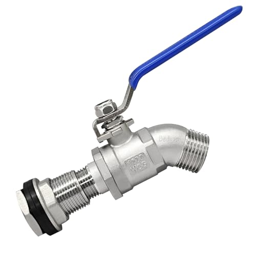 Beduan Edelstahl-Gartenschlauch-Zapfhahn-Set, Regentonne, Wasserhahn-Set, 3/4-Zoll-Stecker, GHT auf 3/4 MPT Gewinde-Kugelhahn mit 3/4 NPT-Innengewinde von beduan