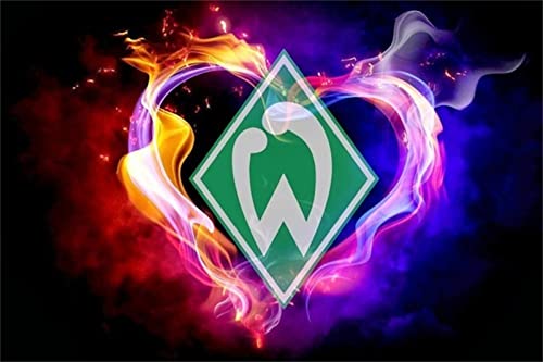 beebei DIY 5D Diamond Painting Kits Werder Bremen Fußball 40x70cm Round Drill Full Art Embroidery Canvas Arts Pictures Craft Home Decoration Wall Posts 16x28in, Mehrfarbig von beebei