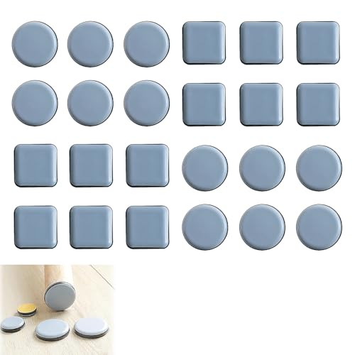 24 Stück Möbelgleiter, Teflongleiter, PTFE Teflon Quadrat Selbstklebende Möbelschieber, Stuhlgleiter, Teflongleiter Selbstklebend Für Schwere Möbel(Quadrat Und Runde) von beejune