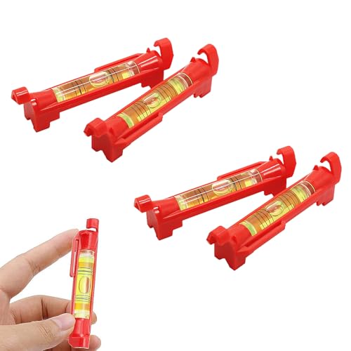 4 Stück Schnurwasserwaage, Libelle Wasserwaage, Wasserwaage Wohnmobil, Wasserwaage 40 Cm, Mini Wasserwaage, Kleine Wasserwaage, Geeignet Für Mauerwerk, Klempner, Abflüsse Und Fliesen（rot） von beejune